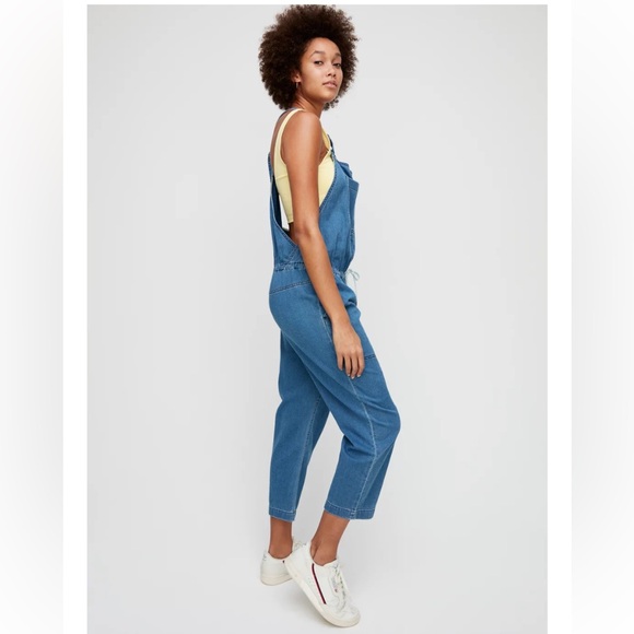 NWT Aritzia Wilfred Free Valletta Overalls Denim Jumpsuit Trendy Boho Romper, M - Picture 2 of 16